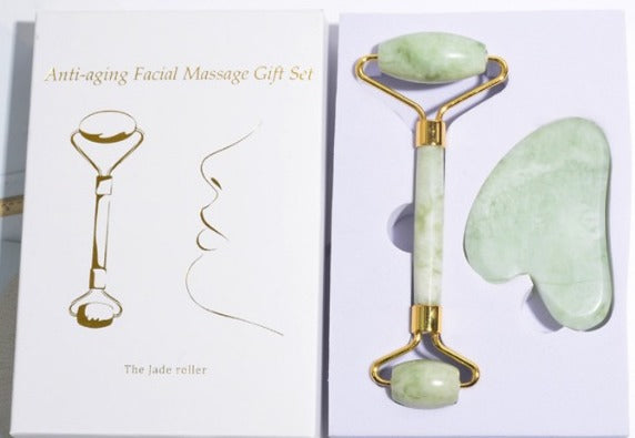 Jade Facial Roller & Gua Sha Kit