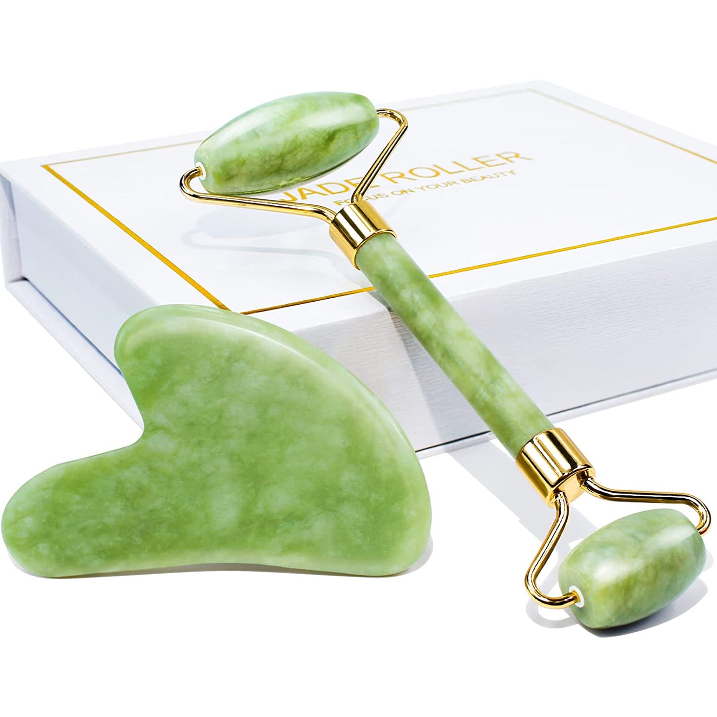 Jade Facial Roller & Gua Sha Kit