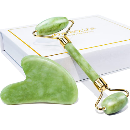 Jade Facial Roller & Gua Sha Kit